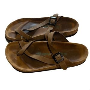 Comfortfube women’s brown leather German slide on comfort sandals size 39